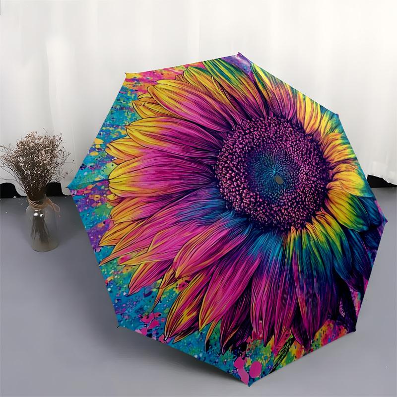 1pc Colorful Sunflower Artwork Umbrella with Plastic Handle,Suitable for All Seasons Home Travel Outdoor UmbrellaDD1750
