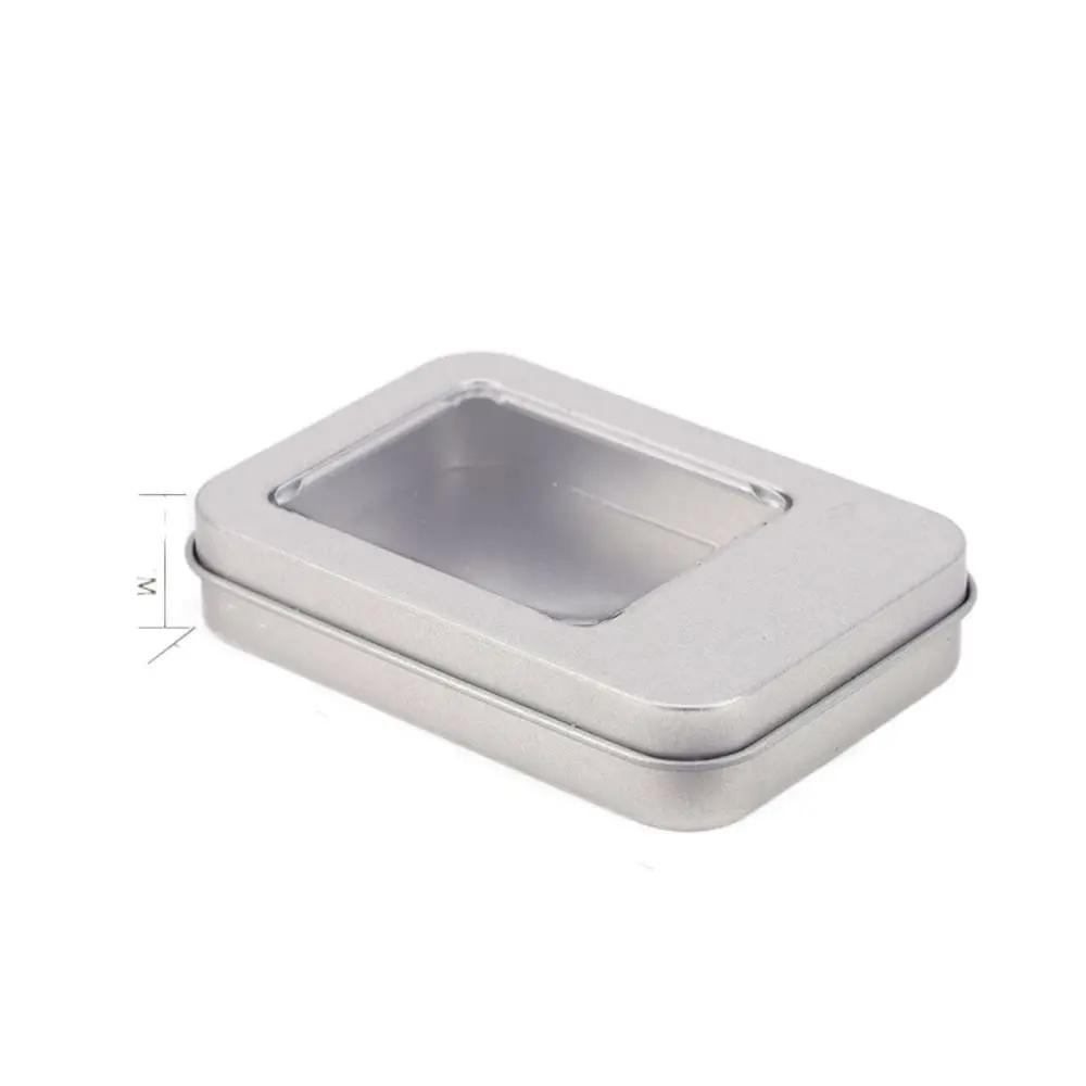 

Багатобарвна бляшана коробка з прозорою кришкою прямокутна скринька для ювелірних виробів, вітрина для нігтів, цукерки, упаковка, металева коробка, порожня