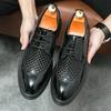 Fashion Italian Black Formal Shoes Summer Hollow Men Loafers Wedding Dress Shoes Patent Leather Oxford Shoes Leather Man Moccasins