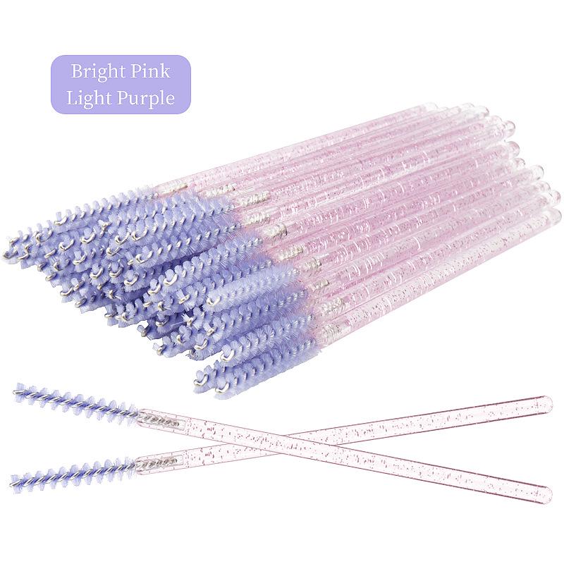 Straight Head Mascara Brush & Eyelash Curler Set - Disposable Spiral Rod with Crystal Eyebrow Comb