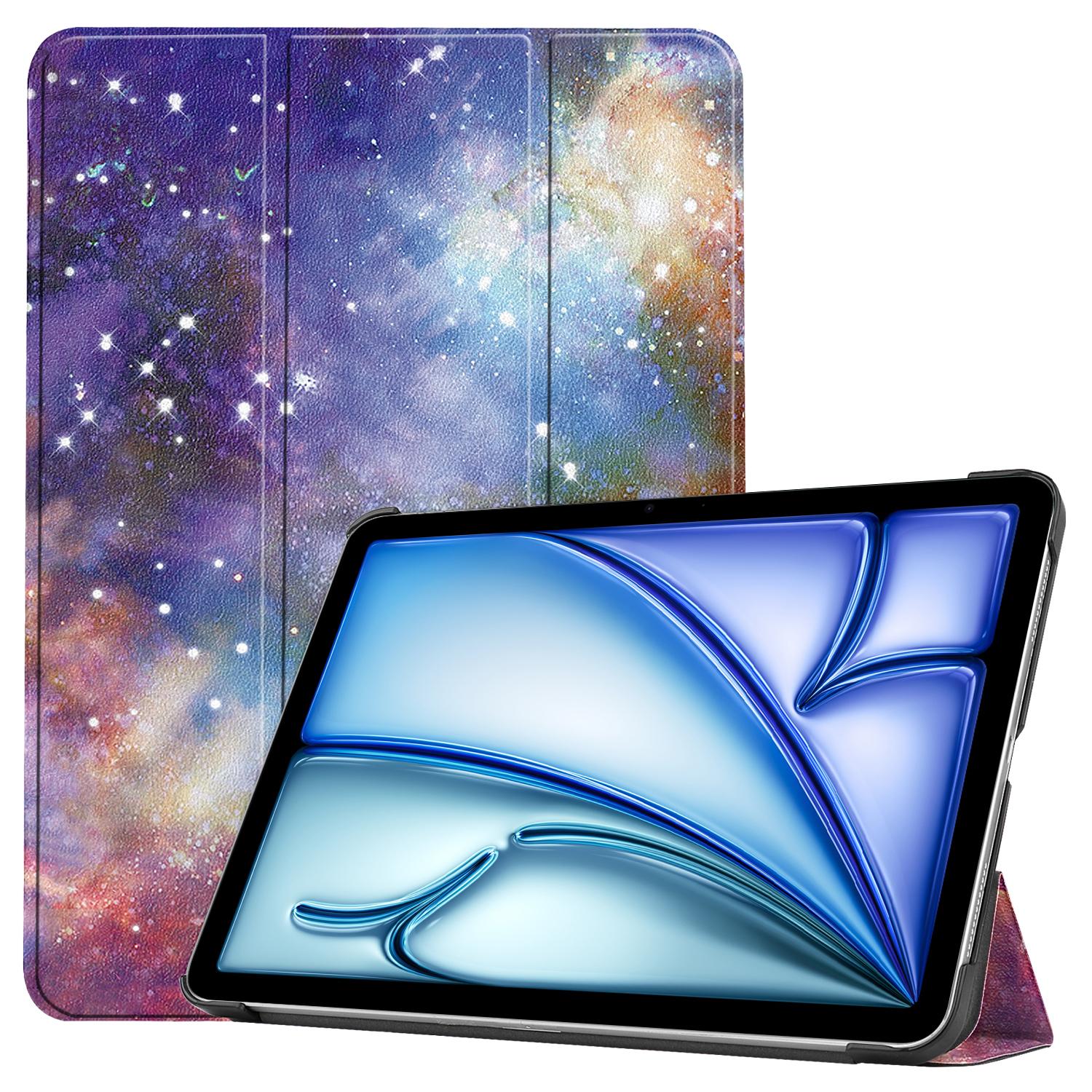 Для iPad Эйр 13 (2025)/(2024) Чехол-трифолд с подставкой, с принтом, кожаный чехол для планшета с функцией автоматического пробуждения/сна Galaxy