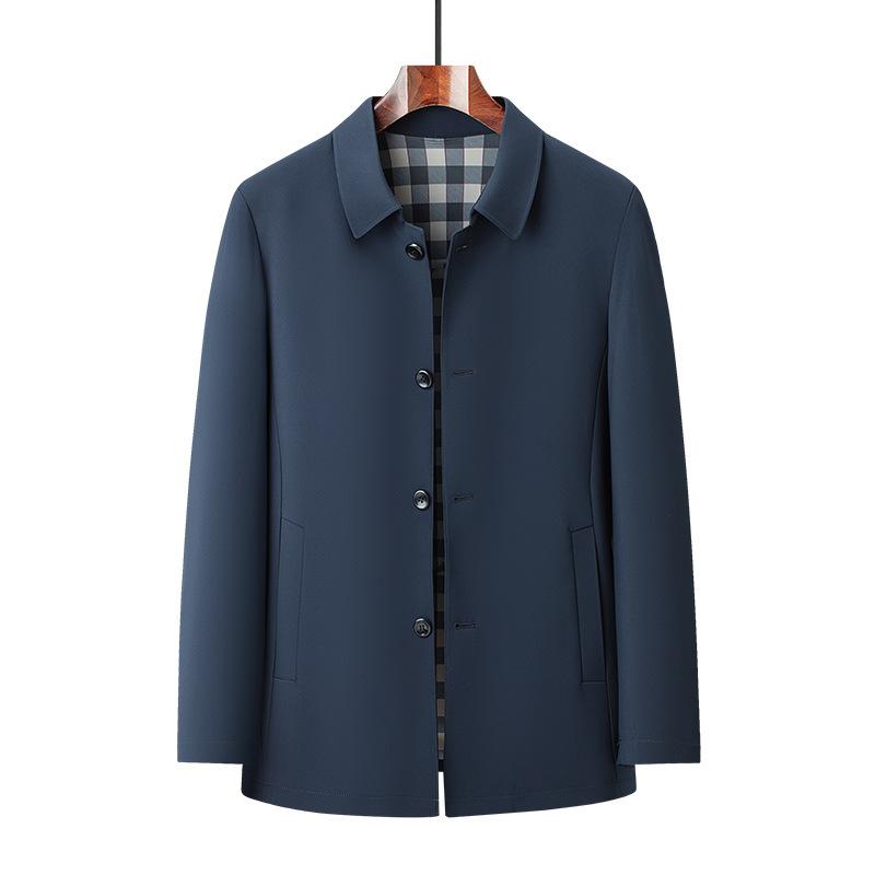 New Jacket Men's Coat Spring and Autumn Middle-aged Men's Lapel Jacket High-end Business Casual Jacket Dad