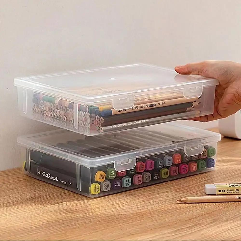 1Pc Transparent Storage Container Plastic Dustproof Box Stationery Jewelry Portable Large Capacity A4 A5 File Organizer Supplies