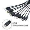 Universelles Mehrfach-Pin-Ladekabel 10 in 1 Multifunktions-USB-Adapter Datenübertragungskabel für Nokia Sony Lautsprecher MP3-Player PSP