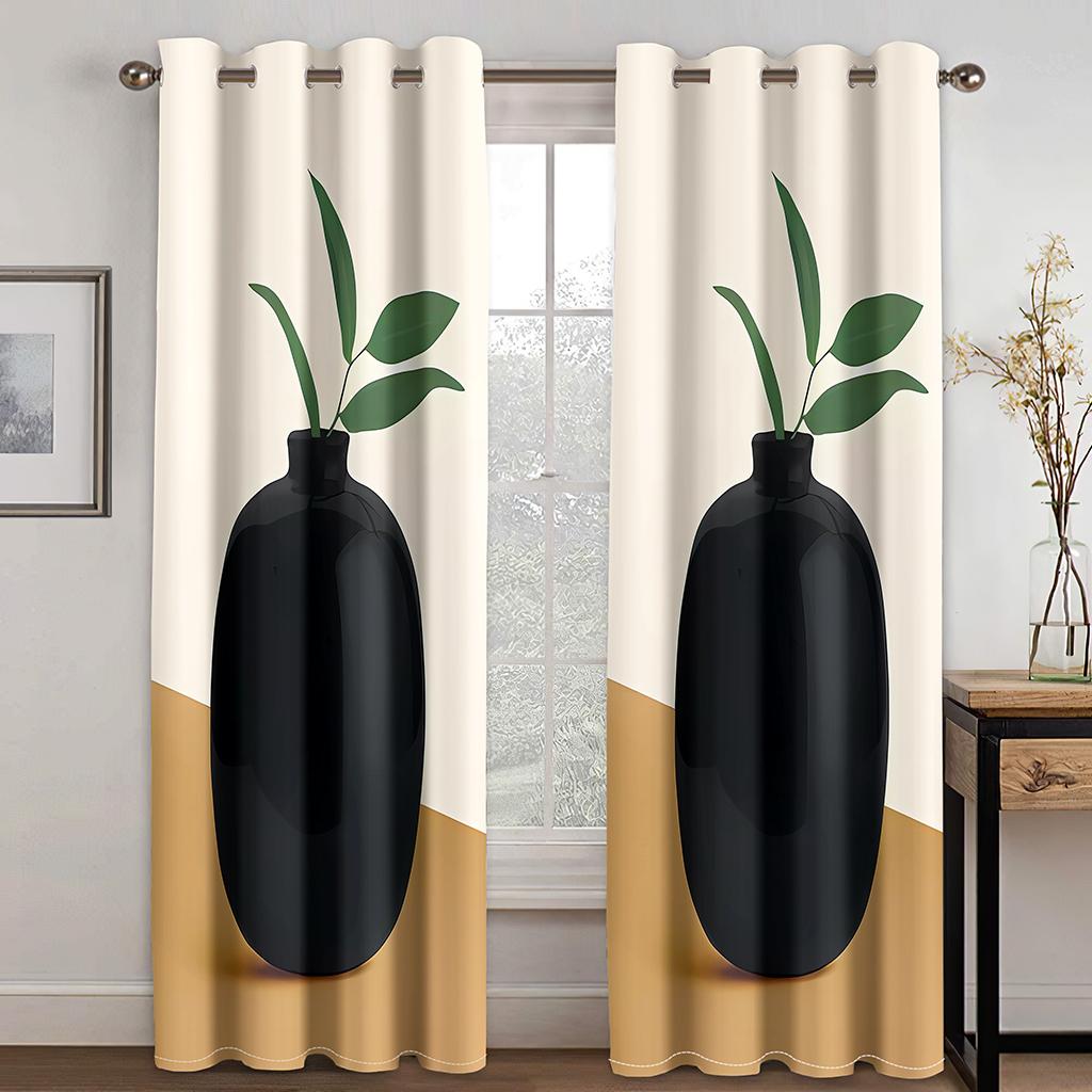 Moderne Kunst Blatt Abstrakt Einfache Fenstervorhänge für Wohnzimmer Kinderzimmer Badezimmer Schrank Küchentür Heimdekor 2 Stück