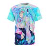 New Men Hatsune Miku Anime Print T Shirt Neon Cyberpunk Style Short Sleeve Tee for Vocaloid Fans and Streetwear Summer Tees