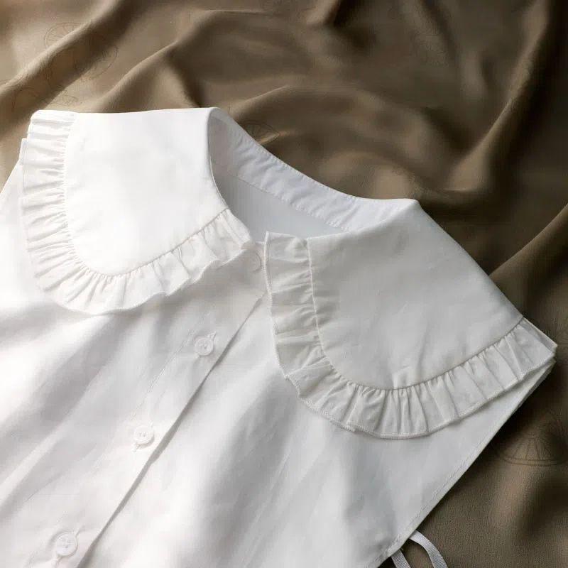 Ruffle Lapel White Fake Collar Women Detachable Collars Scarf False Collar Shirt Tie Plaid Female Removable Dickie Shirt Women
