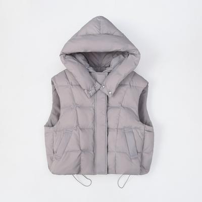 Korean Style Children's Ins Vest Winter Girls' Velvet Silk Feather Silk Clothes Solid Color Hooded Jacket Boys' Stylish Hooded Outerwear