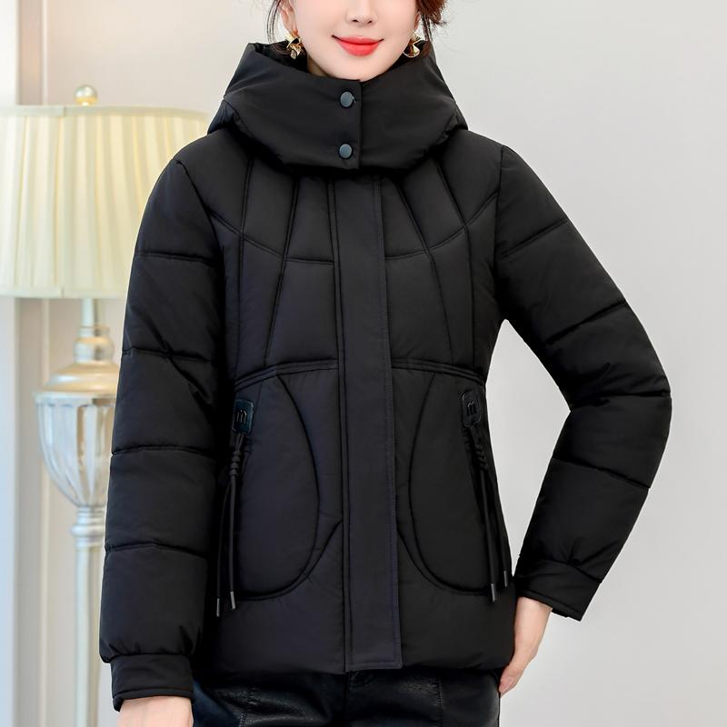 

Модные зимние куртки женские парки с капюшоном толстые теплые повседневные женские короткие пальто XL чёрный