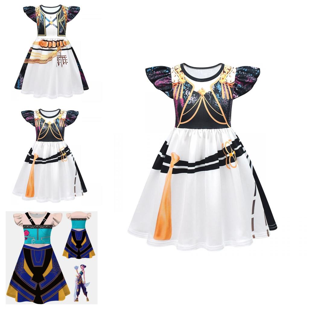 Kpop Demon Hunters Rumi Mira Zoey Childrens Costume Dress With Print Fabric And Flared Sleeves For Spring And Fall Wear