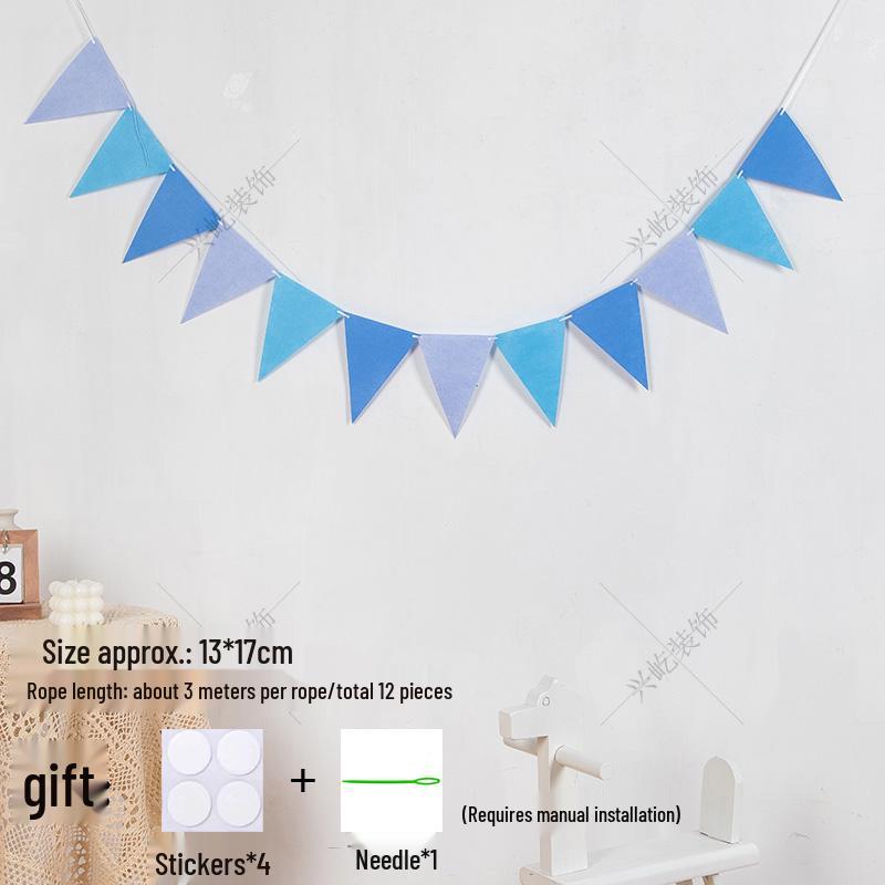 Yellow-Green Felt Pennant Bunting for Kids' Birthday or Kindergarten Decor