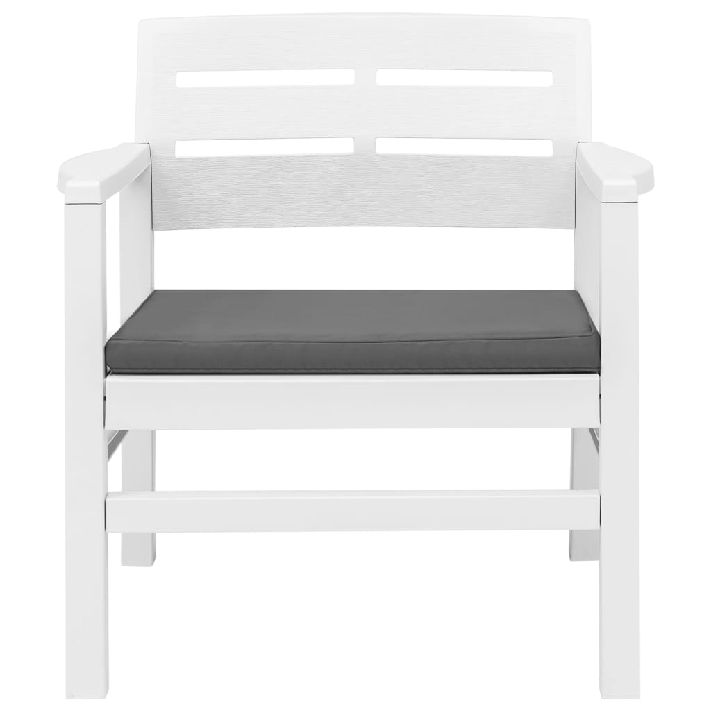 3 Piece Garden Dining Set White Plastic