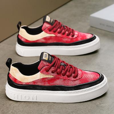 Breathable Versatile Canvas Shoes Men Soft Light Flat Tide Footwear Lace-up Casual Shoes Korean Low-top Board Shoes Sneakers