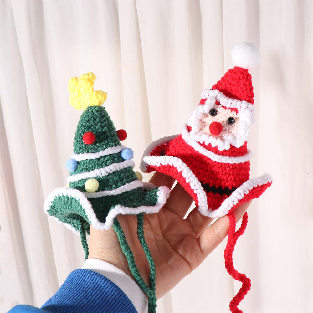 Cute Cat Knitted Hat Comfortable Dog Christmas Tree Hat Pet Accessories Dog Headwear Party