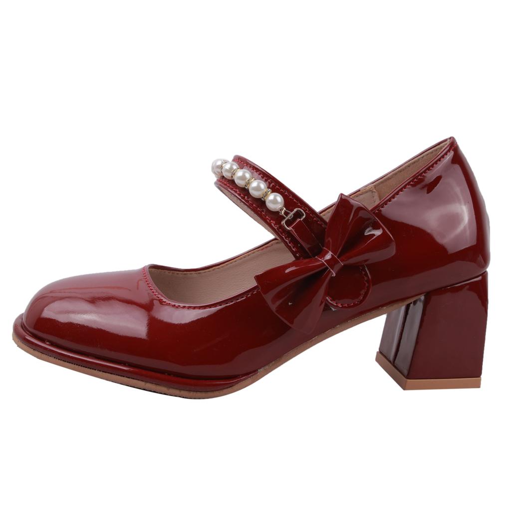 Fashion Versatile High Heels Mary Jane Women's Shoes 2025 New Skirt Wine Gentle High Heels Women's Shoes