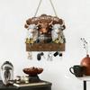 Key Holder For Wall 2D Flat Cow Key Rack With 4 Hooks Wood Bathroom Coat Hook For Hallway Bathroom Kitchen Closet Living Room
