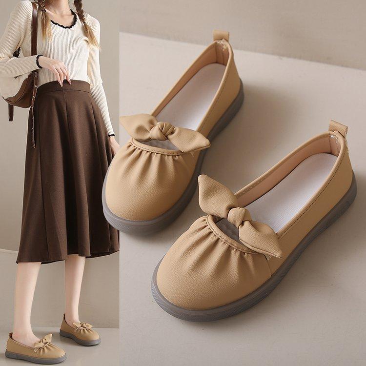 Fashionable and Comfortable Silver Flat Single Shoes Female Summer Mary Jane Shoes Bow Soft Bottom Soybean Shoes