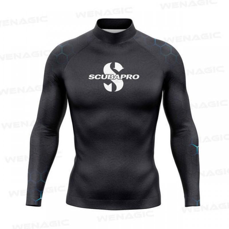 Mens Long Sleeve Surfing Top Quick Dry Tight Fit Swimming Sports