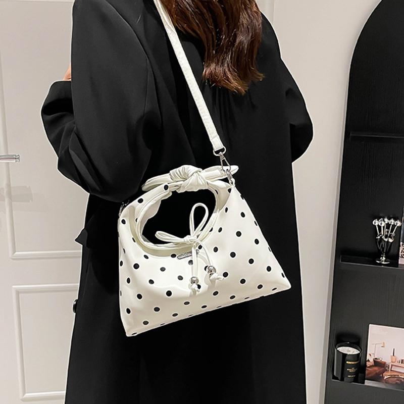 Yogodlns Women's Versatile Bag Retro Leather Shoulder Bag Bow Tie Crossbody Bag Polka Dot Small Hobo Handbag For Everyday Use
