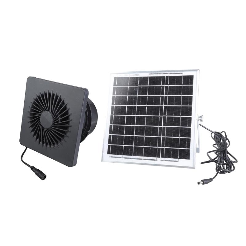 

8W Solar Panel Operated 4 Inch Ventilation Fan For Outdoor Shed Pet House Air Quiet Motor сірий