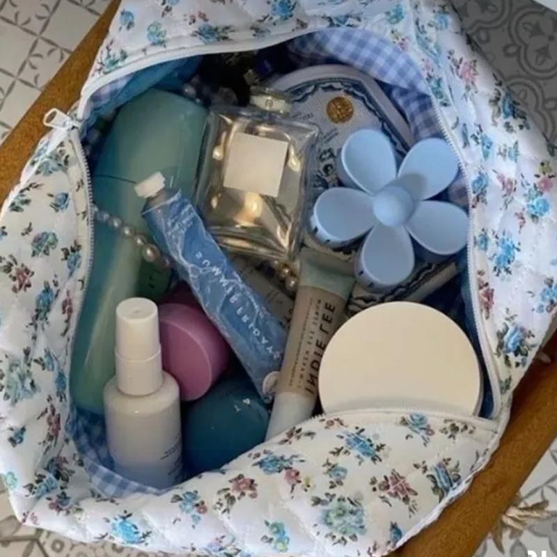 Floral Print Travel Portable Minimalist Large Capacity Soft Storage Makeup Bag