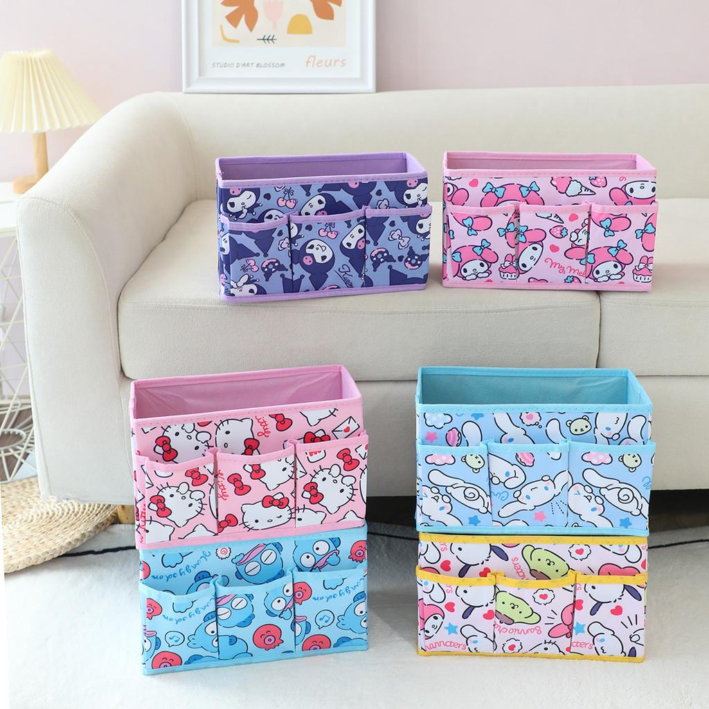 Hello Kitty Kuromi Cinnamoroll Melody Party Theme Foldable Multi Pocket Storage Box For Bedroom Or Desk Storage