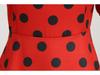 Fransız Retro Beyaz Polka Dot Salıncak Elbise Büyük Yaka