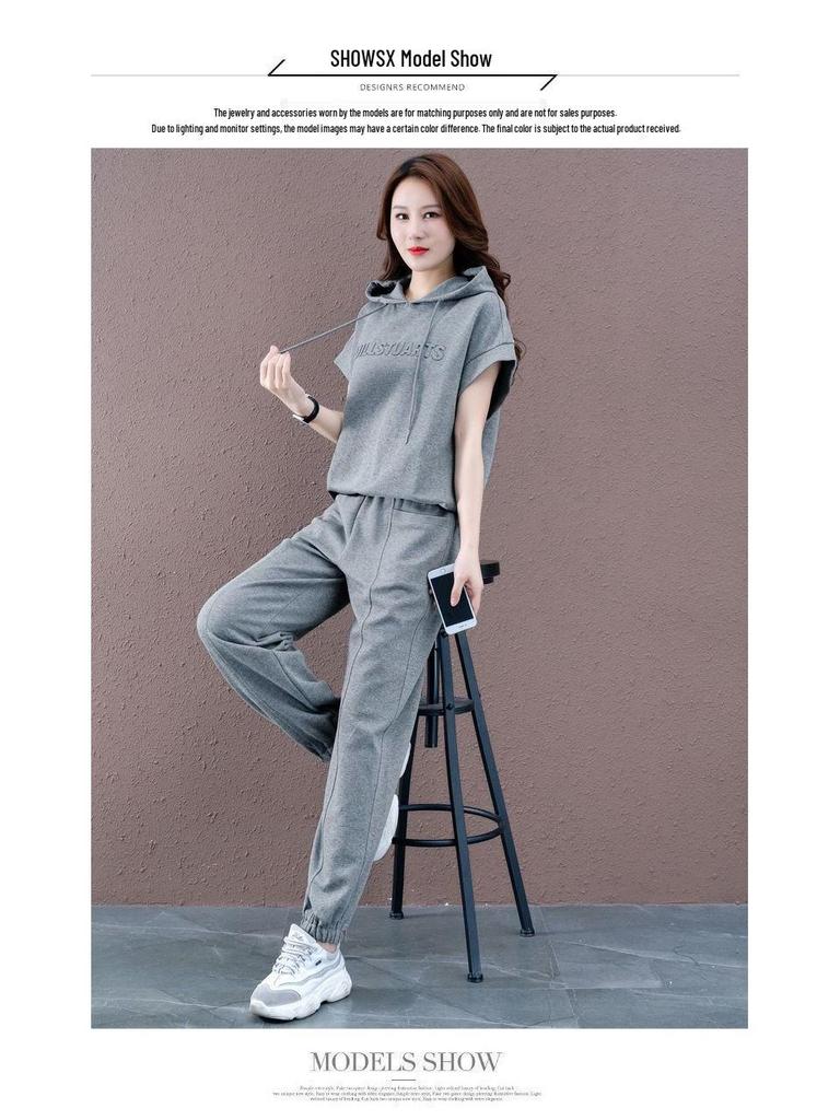 2025 Damski sportowy dwuczęściowy zestaw casualowy z kapturem w dużych rozmiarach: Wyszczuplający i Stylowy