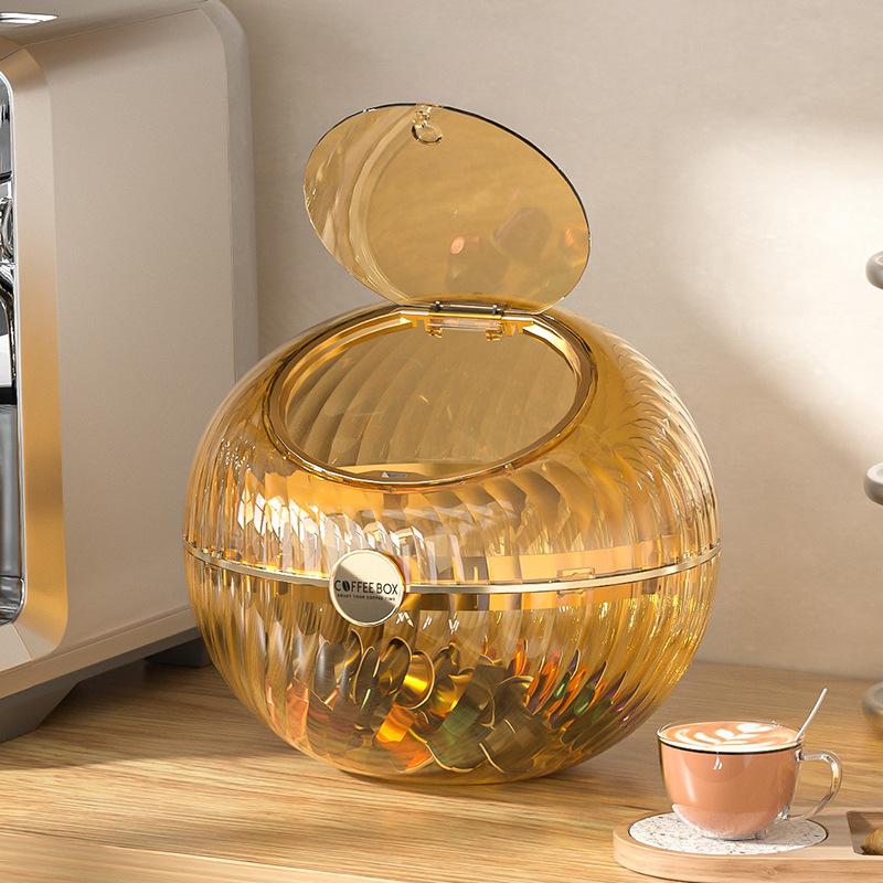 

Большой органайзер для кофейных капсул Nespresso, держатель для капсул Dolce Gusto на 60 чашек, корзина для хранения с крышкой, кофейные аксессуары жёлтый