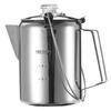 Kaffeperkolator med gångjärnslock Rostfritt stål Genomskinlig knopp Kaffebryggare Kaffekanna för lägereldar och spishällsbryggning