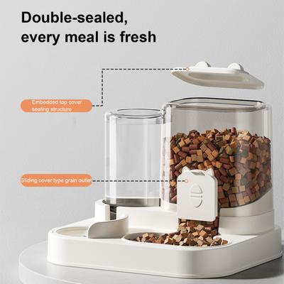 Automatic Cat Feeder And Water Dispenser 2-in-1 Detachable Non-Electric Pet Food Feeder And Waterer Set for Cats And Small Dogs