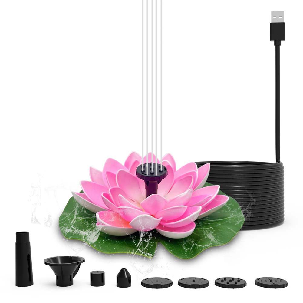 

18cm Solar/USB Lotus Fountain Floating Solar Water Fountain for Garden Pond Outdoor Water Feature Pump Pond Decoration for Bird Bath Backyard Pool USB Plug рожевий