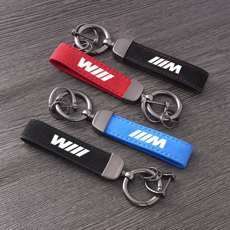 Car Keychain Key Ring Men Women Suede Leather Luxury Keyring For BMW M Power Performance M3 M5 X1 X3 X5 X6 E46 E39 E36 E60 E90 fsbm73