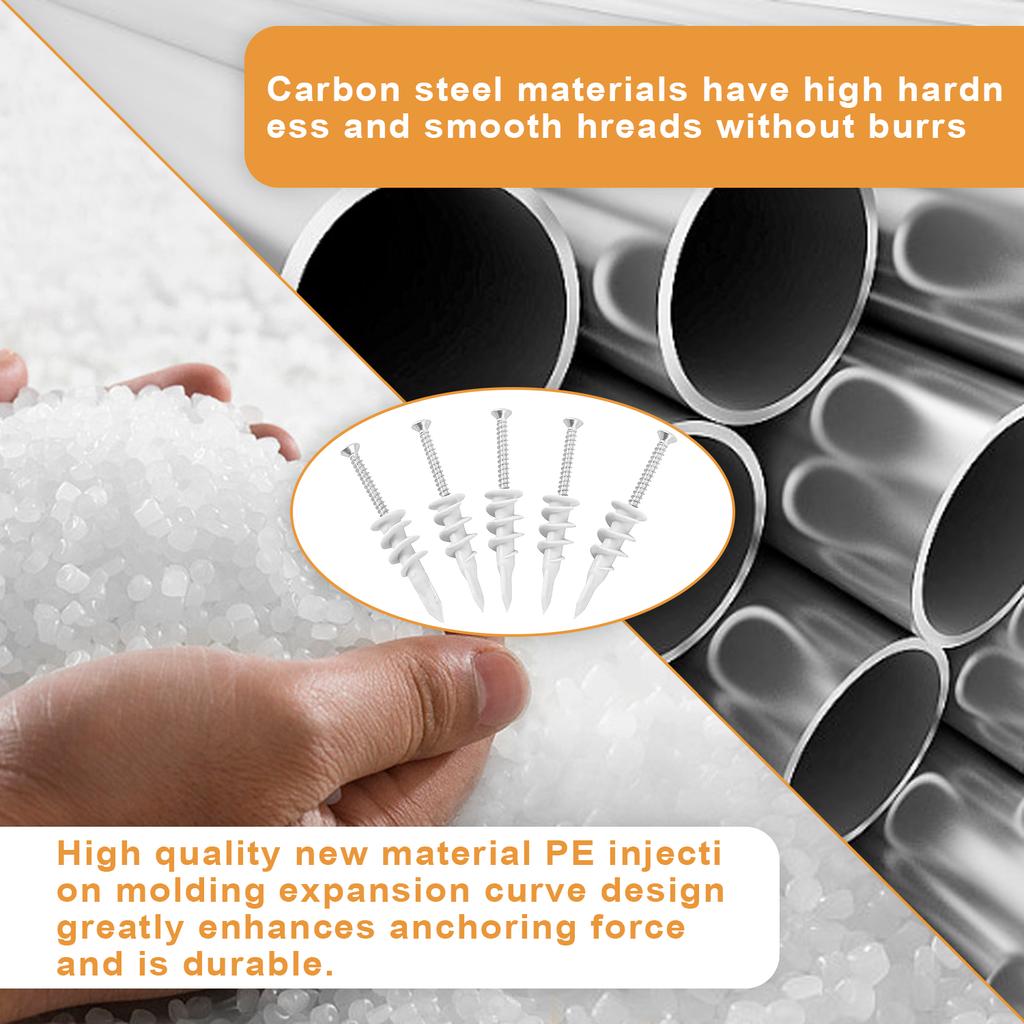 Набір самосвердлильних розпірних гвинтів із 66 шт., блокування стіни, самосвердління, гвинтова втулка, анкер для гіпсокартону