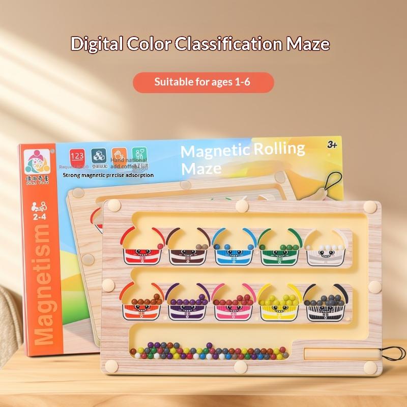 Magnetic Color Sorting Maze Board Toddler Montessori Toys Number Matching Learning Counting Preschool Activity