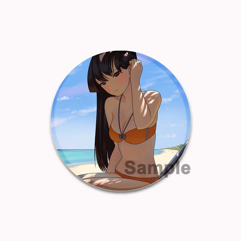 32/44/58mm Komi Cant Communicate Round Pin Cute Girl Cartoon Snap-in Brooches for Backpack Cothes Accessories Anime Collection Badge