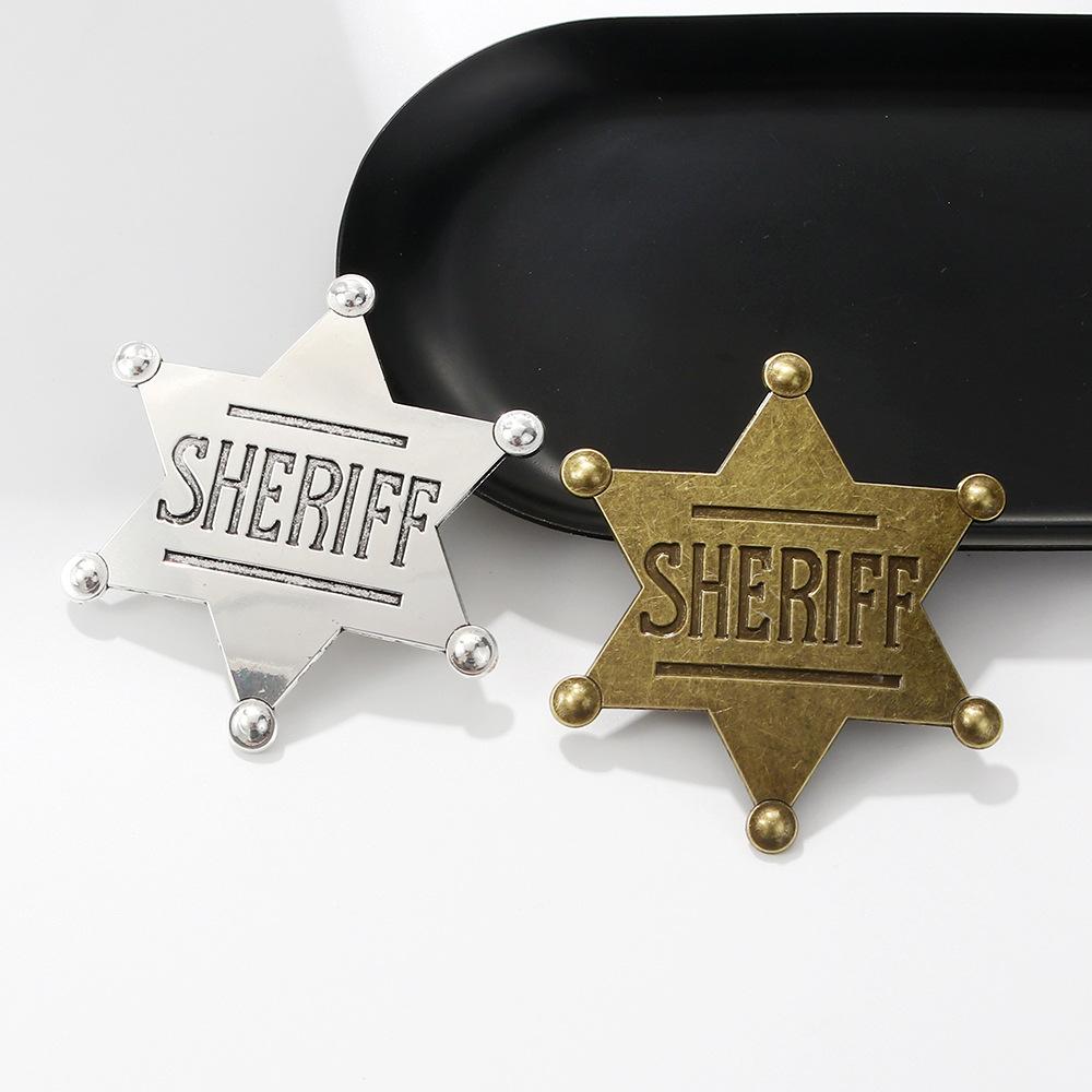 Star Sheriff Metal Enamel Badge Vintage Retro Holloween Party Brooch for Women Men Fashion Accessories Gift