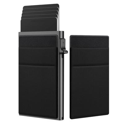 Mens Minimalist Ultra Thin RFID Protection Metal Wallet Card Holder Aluminum Alloy Side Push Card Box