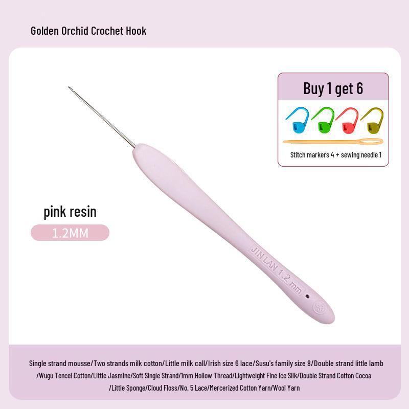 Soft Grip Resin Crochet Hook with Hand-Polished Stainless Steel Needle for Doll and Wool Knitting