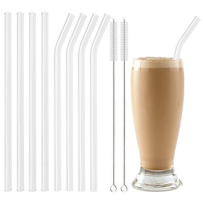 Set di cannucce riutilizzabili ecologiche in vetro borosilicato per frullati, cocktail, accessori bar, cannucce con pennello