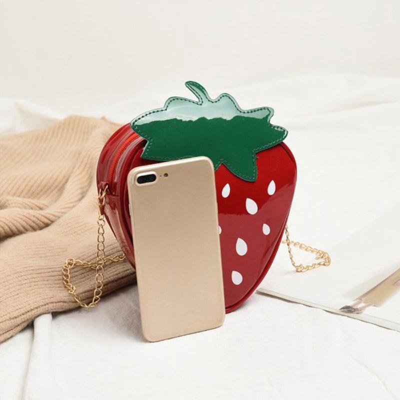 Red Strawberry Heart-Shaped Crossbody Bag for Women Small Pretty Bag Gift for Friends Holiday Daily Use New Fashion