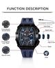 TSAR BOMBA Men's Quartz Watch Japanese Movement Tonneau Case Sapphire Crystal Silicone Strap 50M Water Resistant