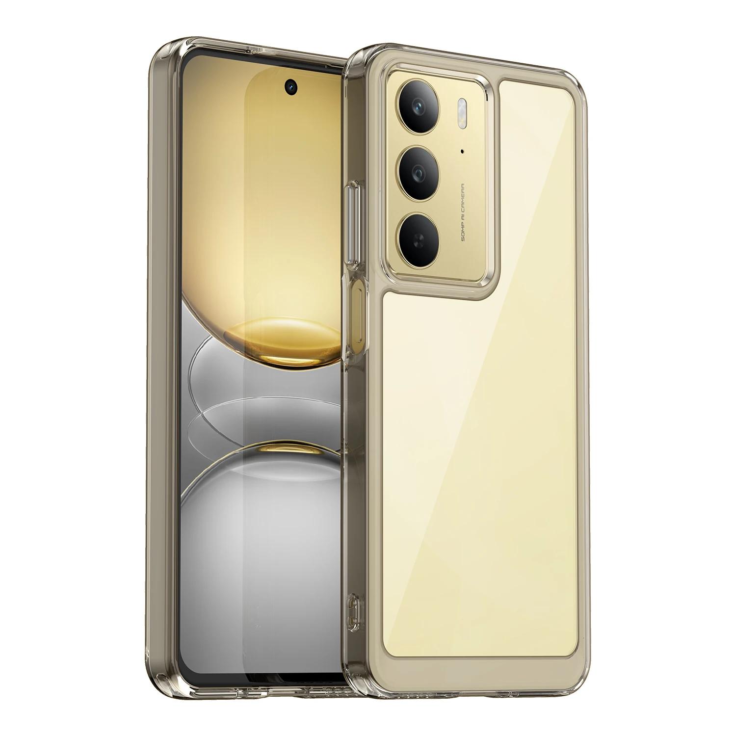 

Прозрачный цветной чехол из ТПУ для Realme C75 4G Защитный чехол Clear Coque Capa Shell Fundas Realme C75 4G серый