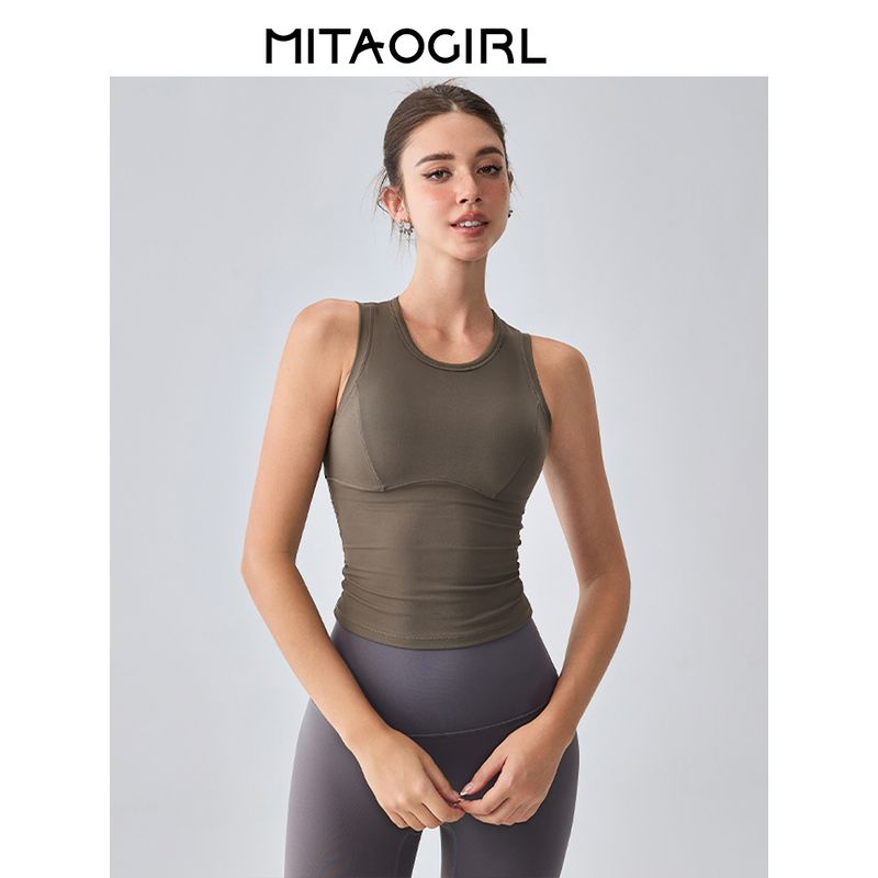 Mitaogirl Kendall Sports Vest Female 2025 Summer Fixed Cup Running Tops Yoga Clothes Workout Bra