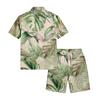 Men's Casual Printed Lightweight Breathable Shirt and Drawstring Shorts Set