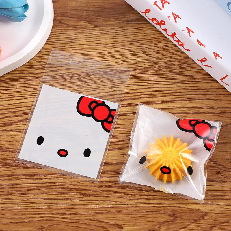 100Pcs Sanrioed Hello Kitty Printed Ziplock Bag Star Card Packing Self-Sealing Storage Bag Cartoon Disposable Candy Sealable Bag