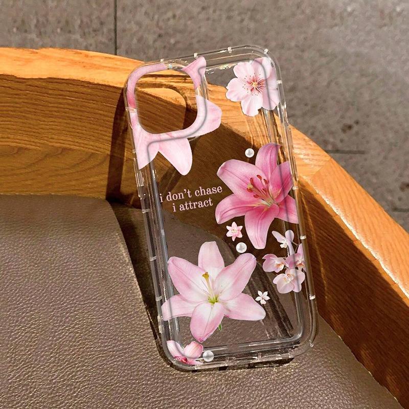 

Прозрачный противоударный чехол из мягкого ТПУ с розовым цветком-трубой для iPhone 16 Pro Max 15 14 13 12 11 XS X XR 7 8 Plus SE2020 For iphone 13