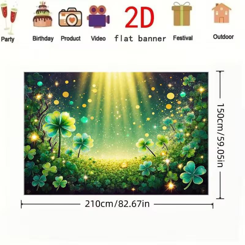 2D Magical Clover Forest Backdrop Sparkling Green St. Patrick's Party Background
