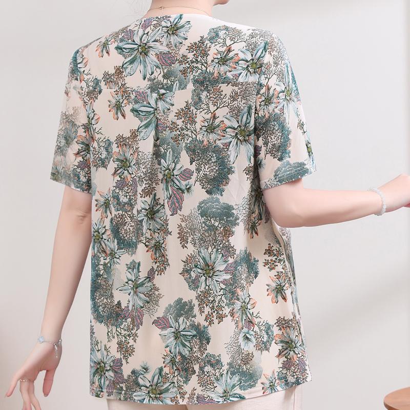 Plus Size Elegant Women's Blouses Summer Oversize Tops Woman Casual Short Sleeve Shirts