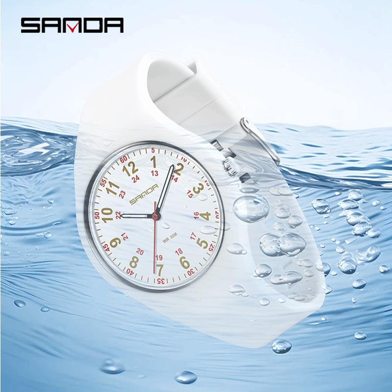 SANDA Minimalist Fashionable Student Sports Waterproof Silicone Quartz Watch Boy Girl Casual Clock Children Gifts
